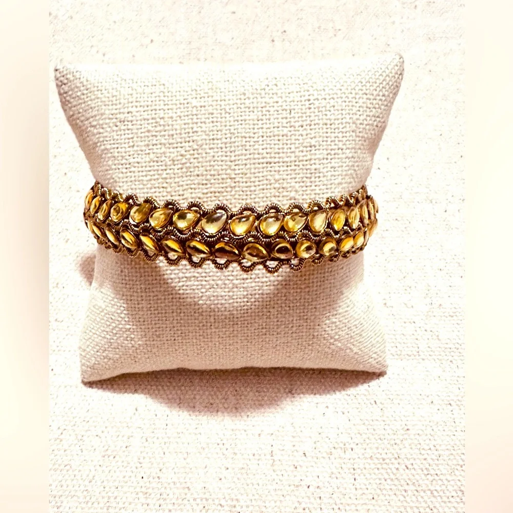 Vintage | Bracelet | Indian Kundan Tassel Bracelet | Gold Metal